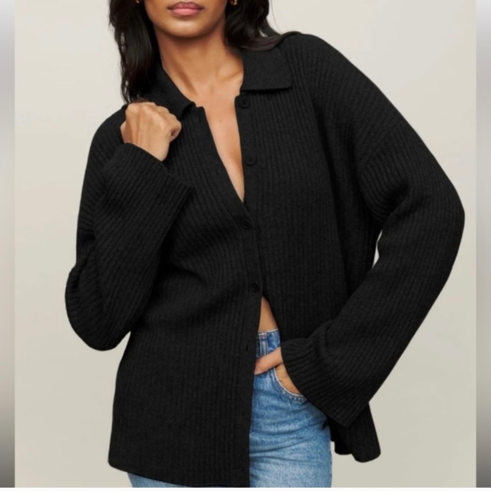 Reformation Cashmere Fantino Cardigan in Black, S